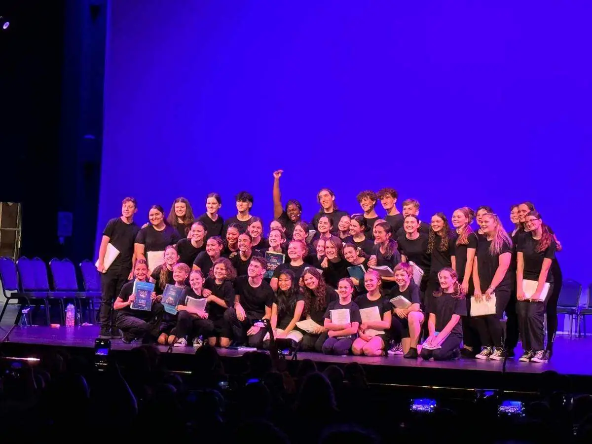 Pelican performers on stage at the Junior Theatre Festival